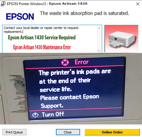 Reset Epson Artisan 1430 Step 1